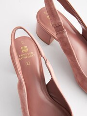 Pink Regular/Wide Fit Forever Comfort® Leather Slingback Low Block Heels - Image 6 of 8