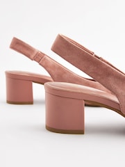 Pink Regular/Wide Fit Forever Comfort® Leather Slingback Low Block Heels - Image 7 of 8
