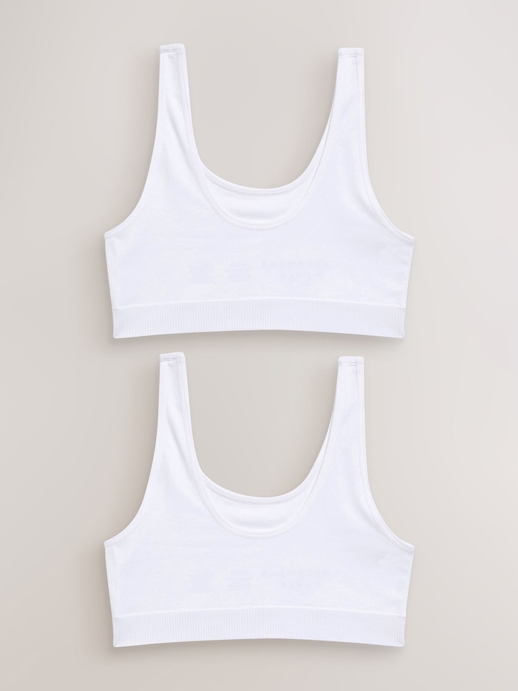 Weiß - Nahtlose Crop-Tops mit Rundhalsausschnitt im 2er-Pack (7 – 16 Jahre) - Bild 1 von 3