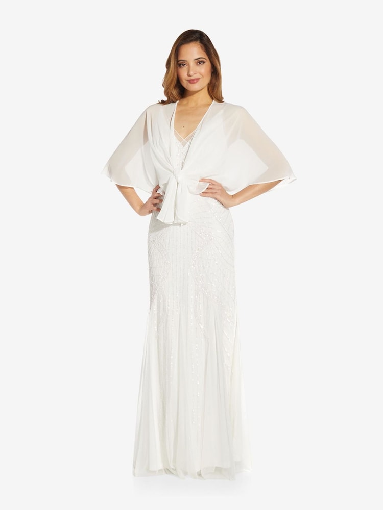 Adrianna Papell Chiffon White Cover-Up - Image 1 of 5 Adrianna Papell Chiffon White Cover-Up - Image 1 of 5