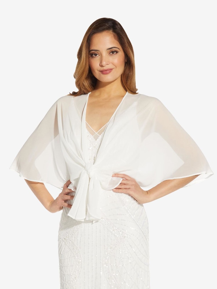 Adrianna Papell Chiffon White Cover-Up - Image 2 of 5 Adrianna Papell Chiffon White Cover-Up - Image 2 of 5