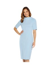 Adrianna Papell Blue Roll Neck Sheath Dress With V Back - Image 1 of 5