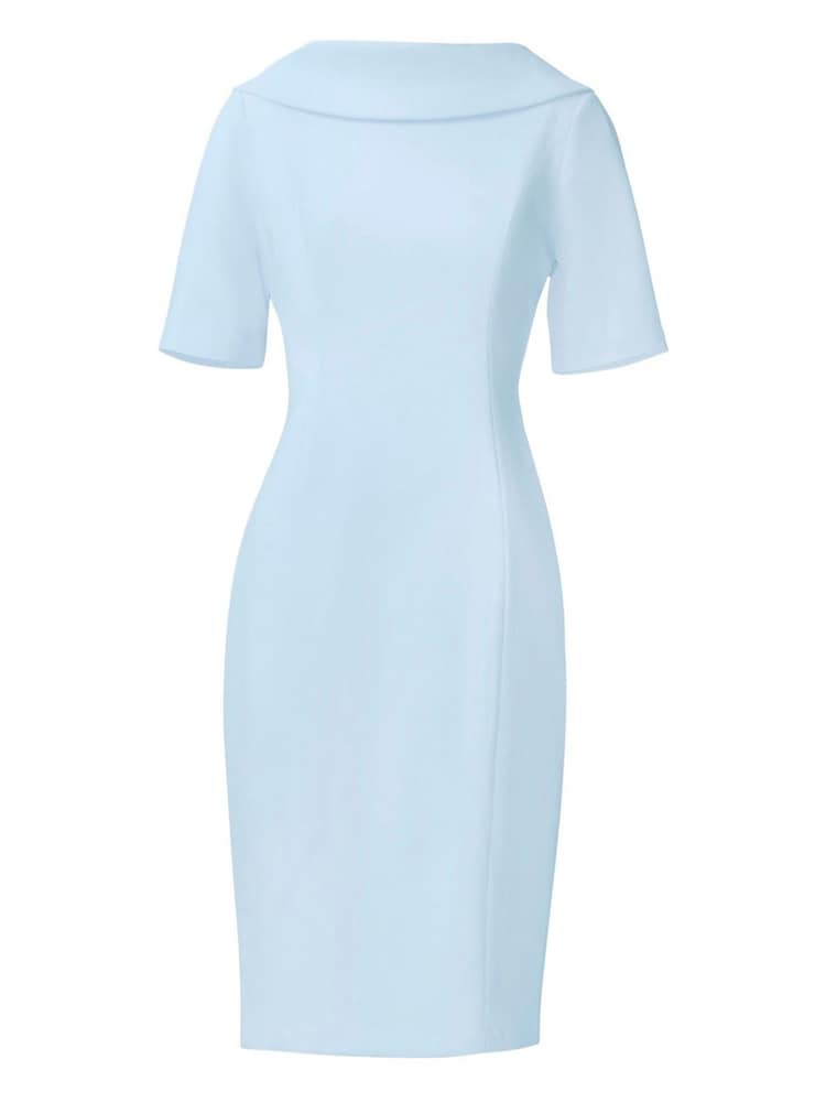 Adrianna Papell Blue Roll Neck Sheath Dress With V Back - Image 5 of 5