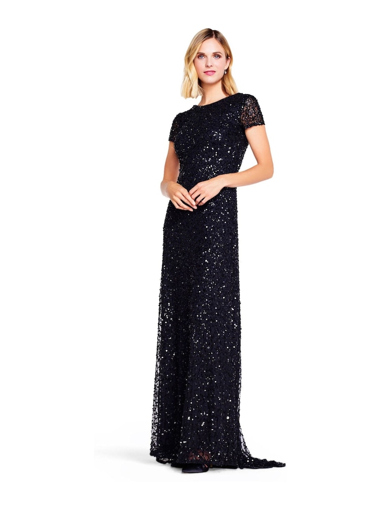 Adrianna Papell Scoop Black Long Dress - Image 3 of 5