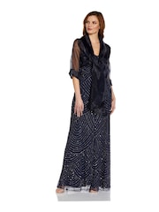 Adrianna Papell Blue Short Sleeve Organza Wrap Jacket - Image 1 of 4