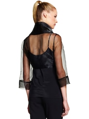 Adrianna Papell Short Sleeve Black Organza Wrap Jacket - Image 2 of 3