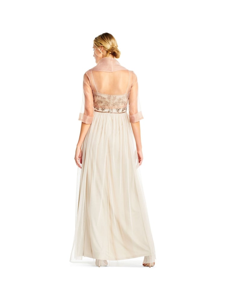 Adrianna Papell Natural Short Sleeve Organza Wrap Jacket - Image 2 of 3