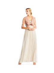 Adrianna Papell Natural Short Sleeve Organza Wrap Jacket - Image 3 of 3