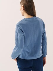 Blue Utility Pocket Detail Long Sleeve Dropped Shoulder Sweatshirt - Image 3 of 6