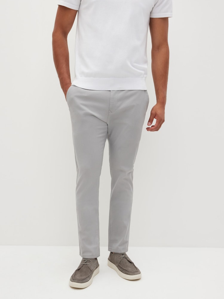 Mid Grey Skinny Fit Stretch Chino Trousers - Image 1 of 8