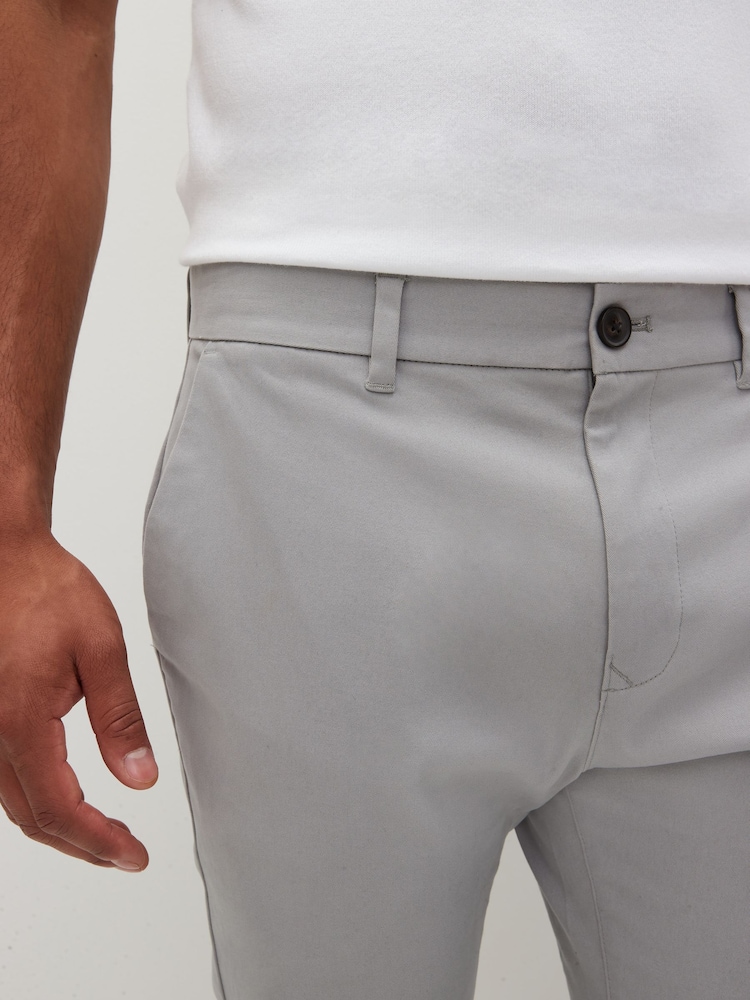 Mid Grey Skinny Fit Stretch Chino Trousers - Image 4 of 8