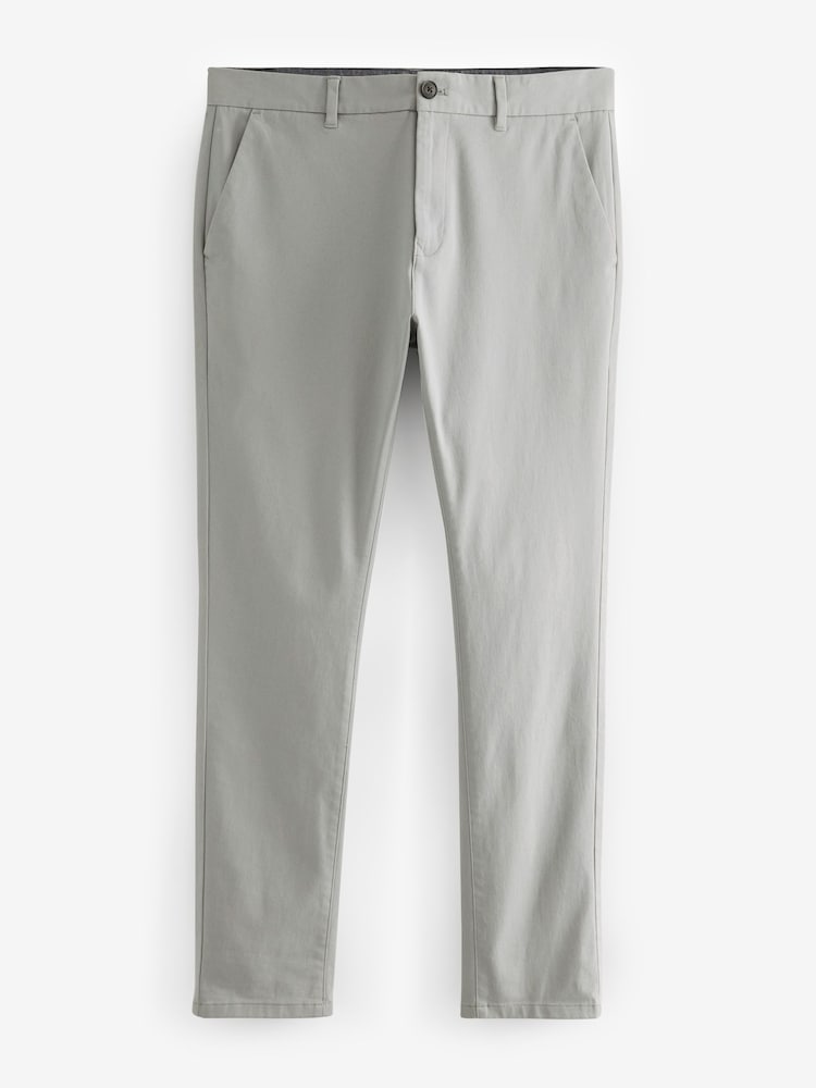 Mid Grey Skinny Fit Stretch Chino Trousers - Image 5 of 8