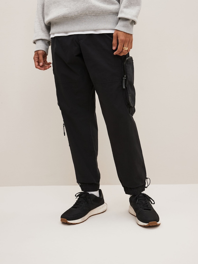 Black Regular Tapered Multi Pocket Cargo Trousers - Image 1 of 8 Black Regular Tapered Multi Pocket Cargo Trousers - Image 1 of 8