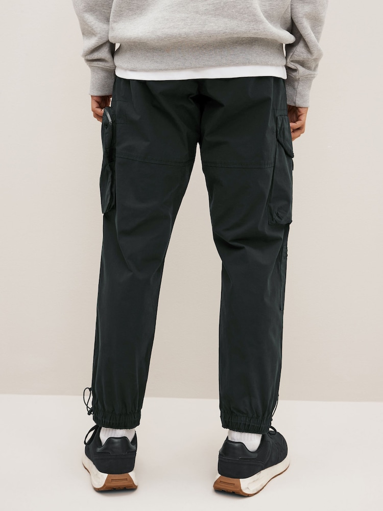 Black Regular Tapered Multi Pocket Cargo Trousers - Image 2 of 8 Black Regular Tapered Multi Pocket Cargo Trousers - Image 2 of 8