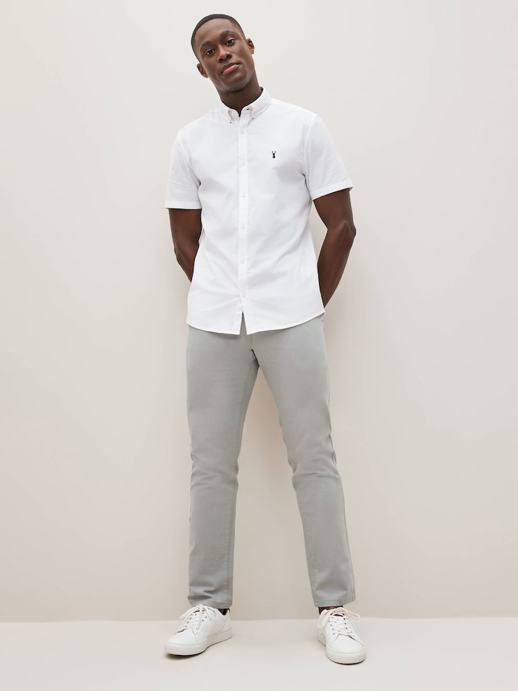 Grey Mid Straight Fit Stretch Chinos Trousers - Image 3 of 8