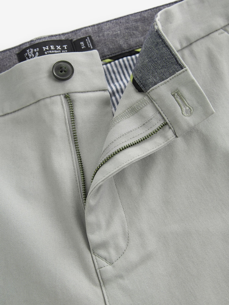 Grey Mid Straight Fit Stretch Chinos Trousers - Image 6 of 8