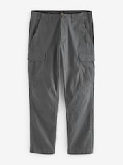 Grey Charcoal Straight Fit Cotton Stretch Cargo Trousers - Image 6 of 9
