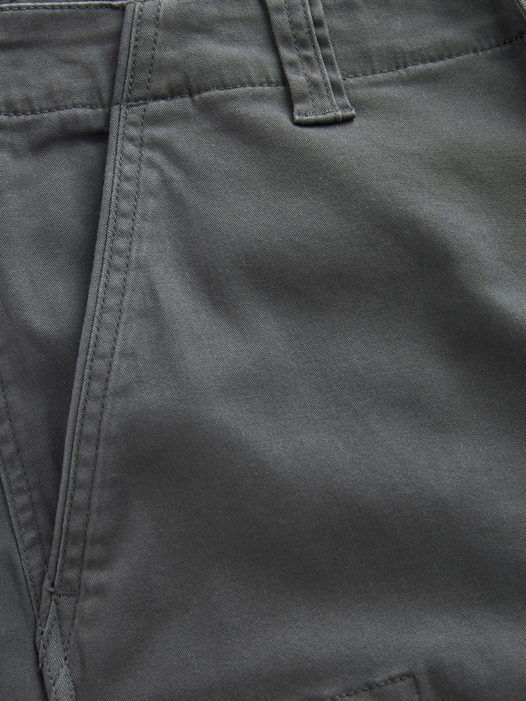 Buy Grey Charcoal Straight Fit Cotton Stretch Cargo Trousers