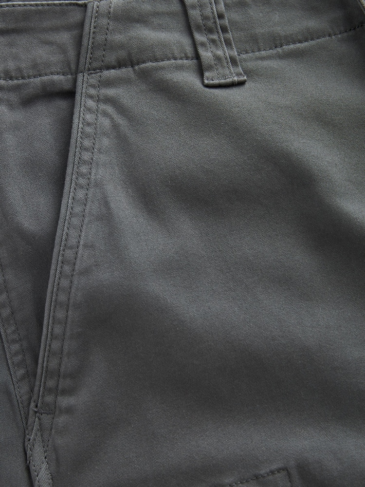 Grey Charcoal Straight Fit Cotton Stretch Cargo Trousers - Image 8 of 9