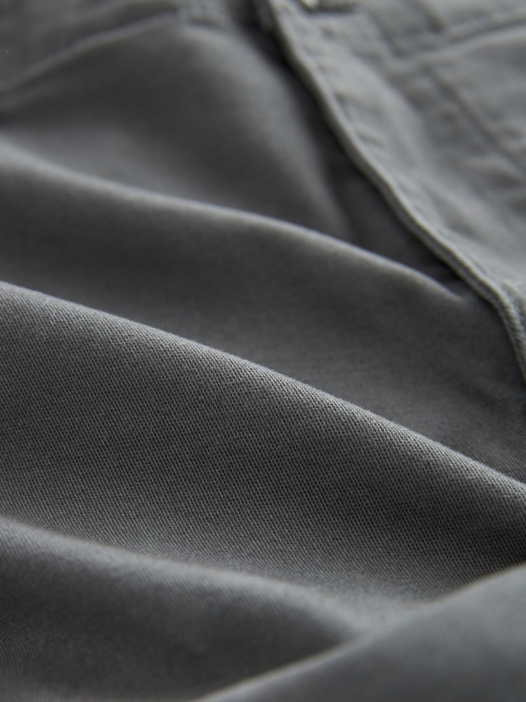 Grey Charcoal Straight Fit Cotton Stretch Cargo Trousers - Image 9 of 9