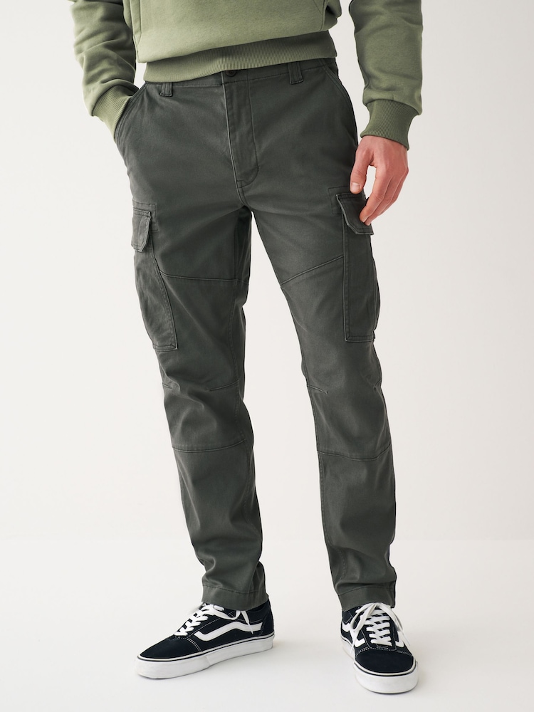 Gris anthracite - Slim Fit (Slim Fit) - Pantalon cargo stretch en coton - Image 1 of 10