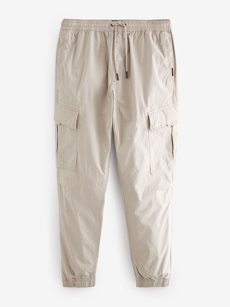 Blanc écru - Coupe fuselée régulière - Pantalon cargo style militaire en tissu stretch - Image 7 of 10