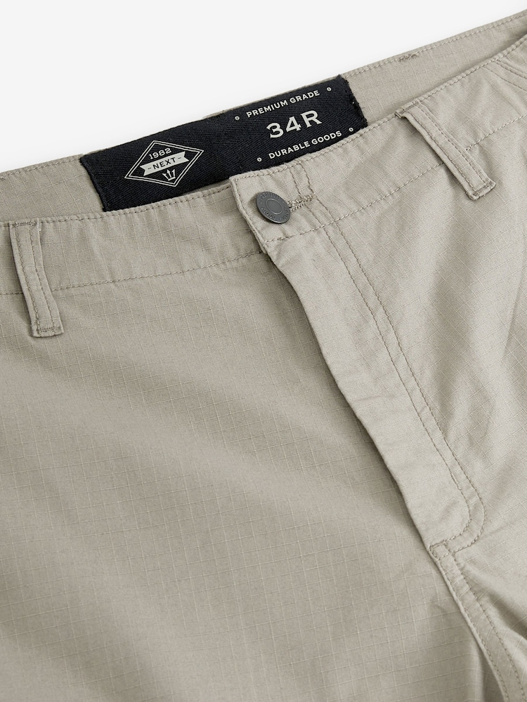Gris clair - Pantalon cargo ripstop coupe décontractée ( forme décontractée 100à pantalons % coton - Image 7 of 8