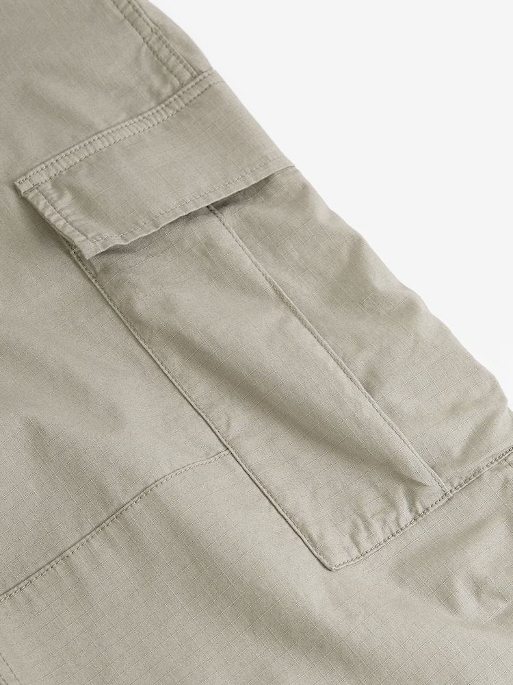 Light Grey Relaxed Fit Ripstop Cargo Trousers - Image 8 of 8