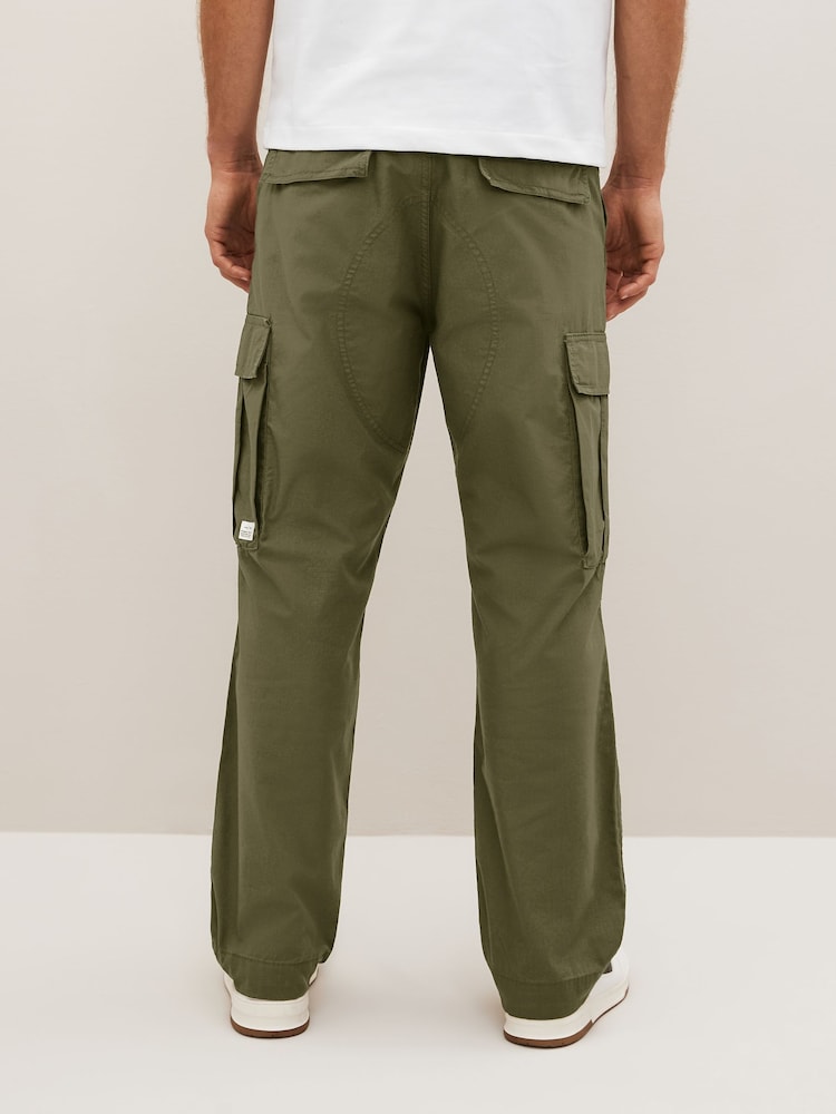 Khaki Green Relaxed Fit Ripstop Cargo Trousers - Image 4 of 8