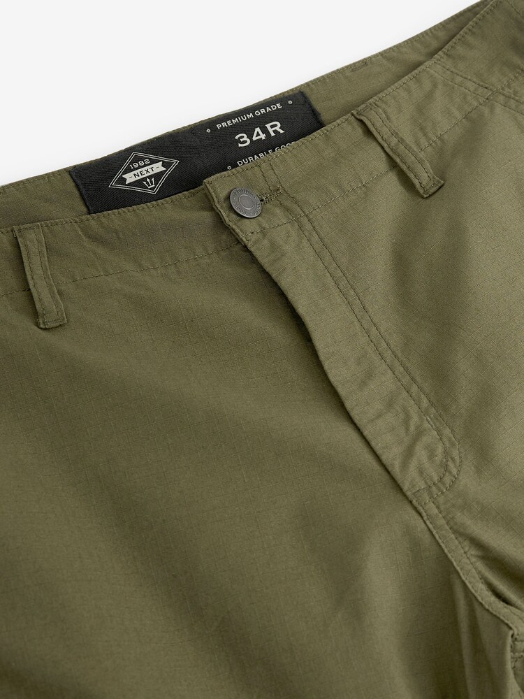 Khaki Green Relaxed Fit Ripstop Cargo Trousers - Image 7 of 8