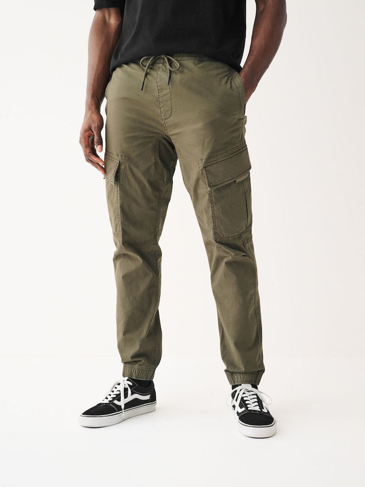 Khaki Green Regular Tapered Stretch Utility Cargo Trousers - Image 1 of 12
