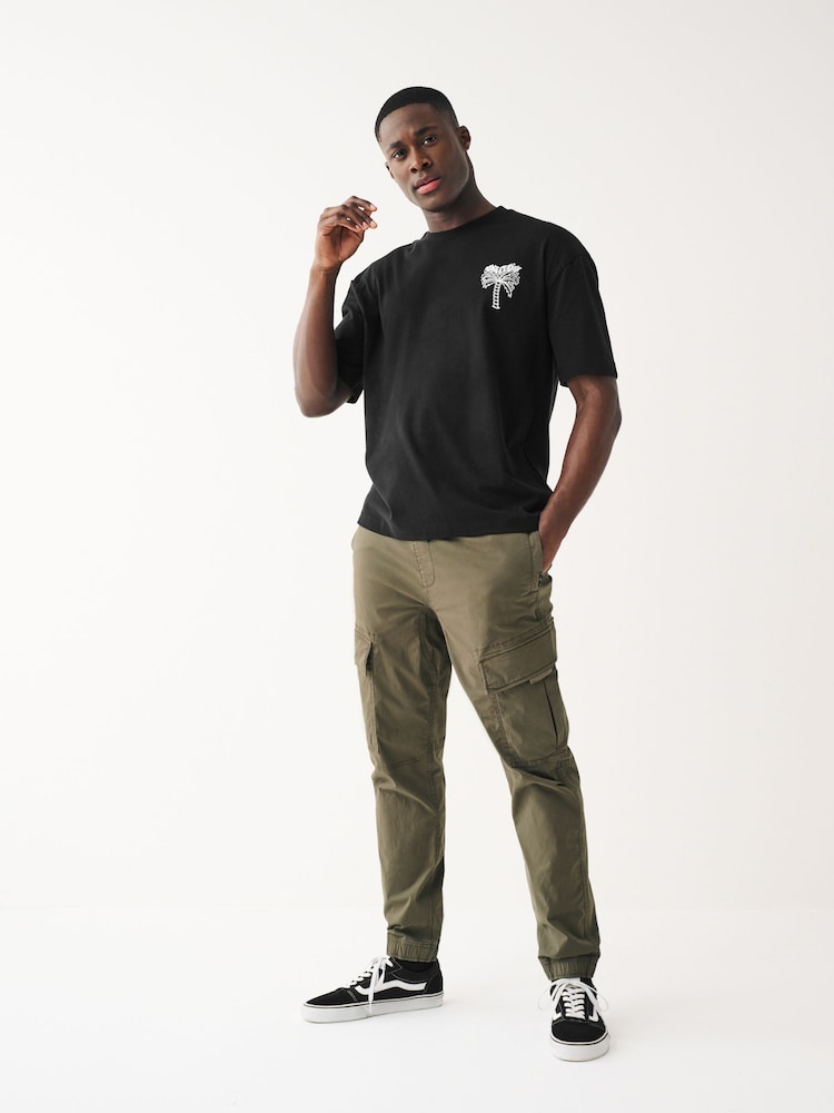 Khaki Green Regular Tapered Stretch Utility Cargo Trousers - Image 2 of 12