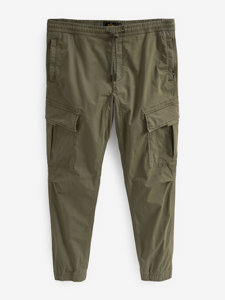 Khaki Green Regular Tapered Stretch Utility Cargo Trousers - Image 7 of 12