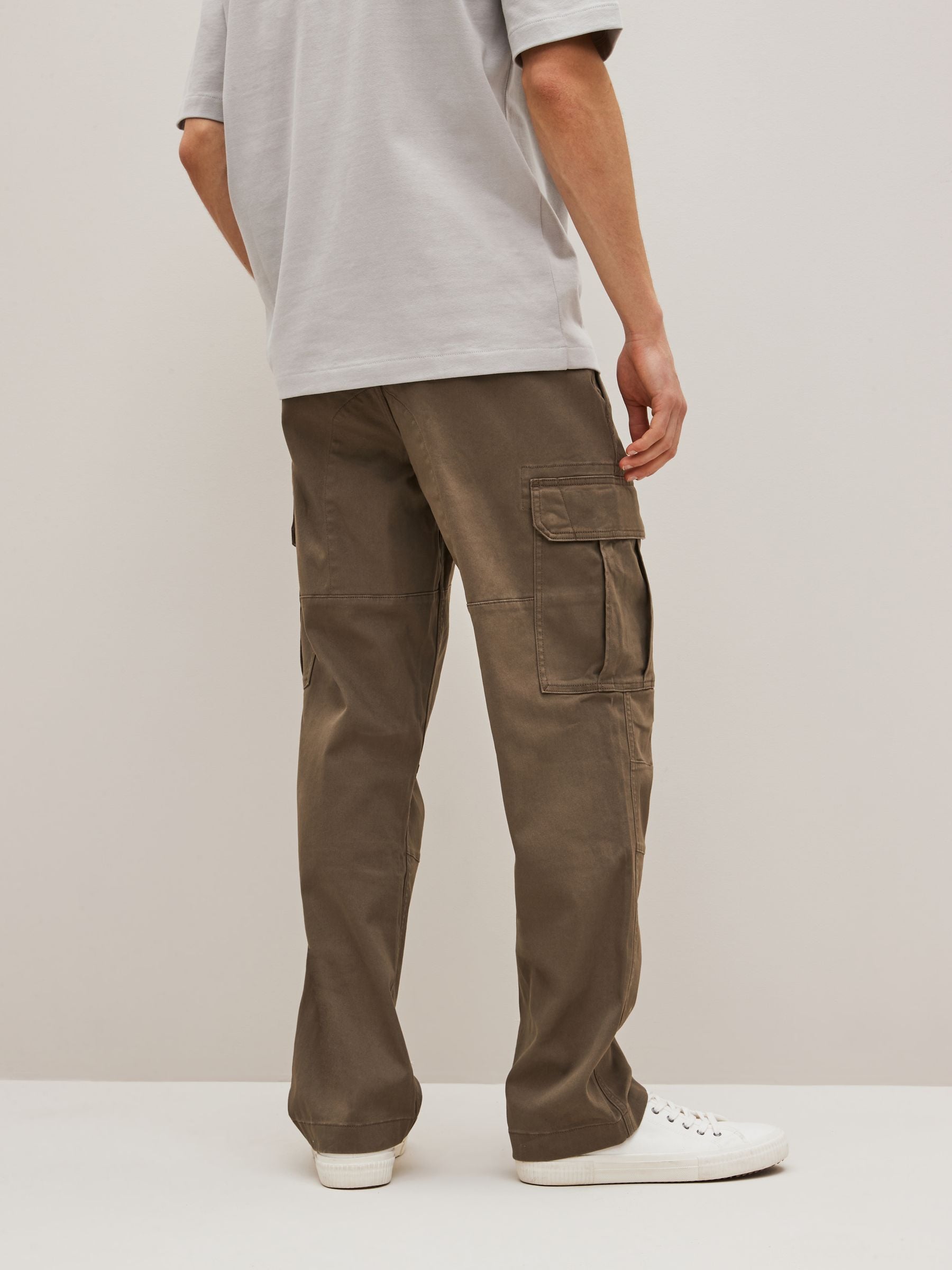 Buy Brown Straight Fit Cotton Stretch Cargo Trousers from Next USA