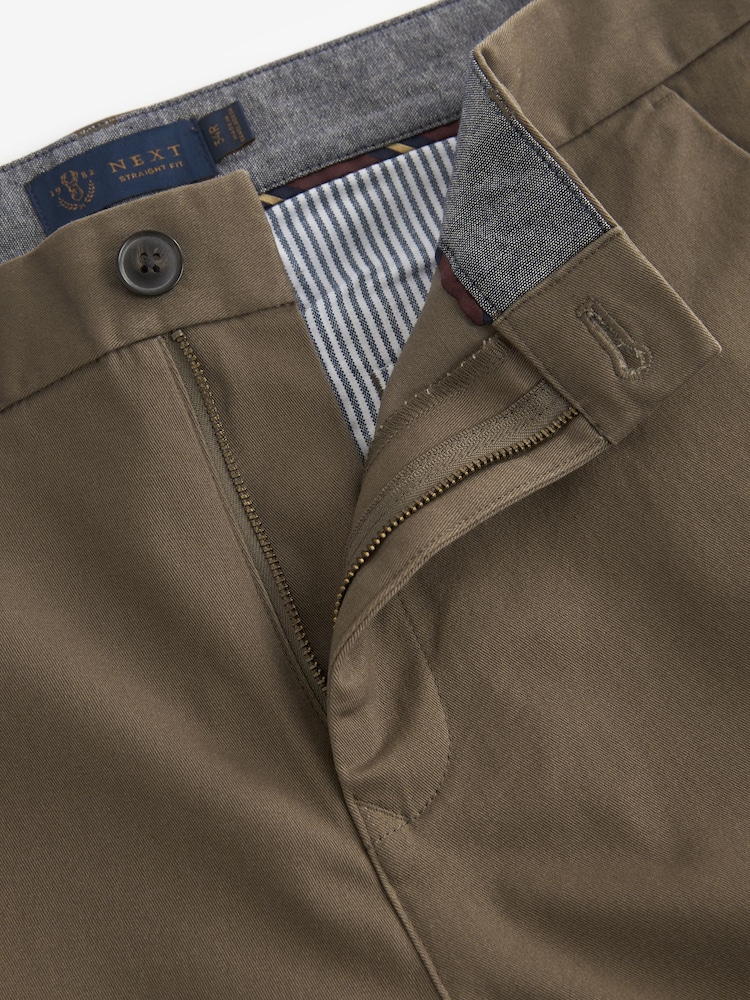 Brown Mushroom Straight Fit Stretch Chinos Trousers - Image 7 of 9