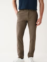 Brown Mushroom Slim Fit Stretch Chinos Trousers - Image 1 of 8