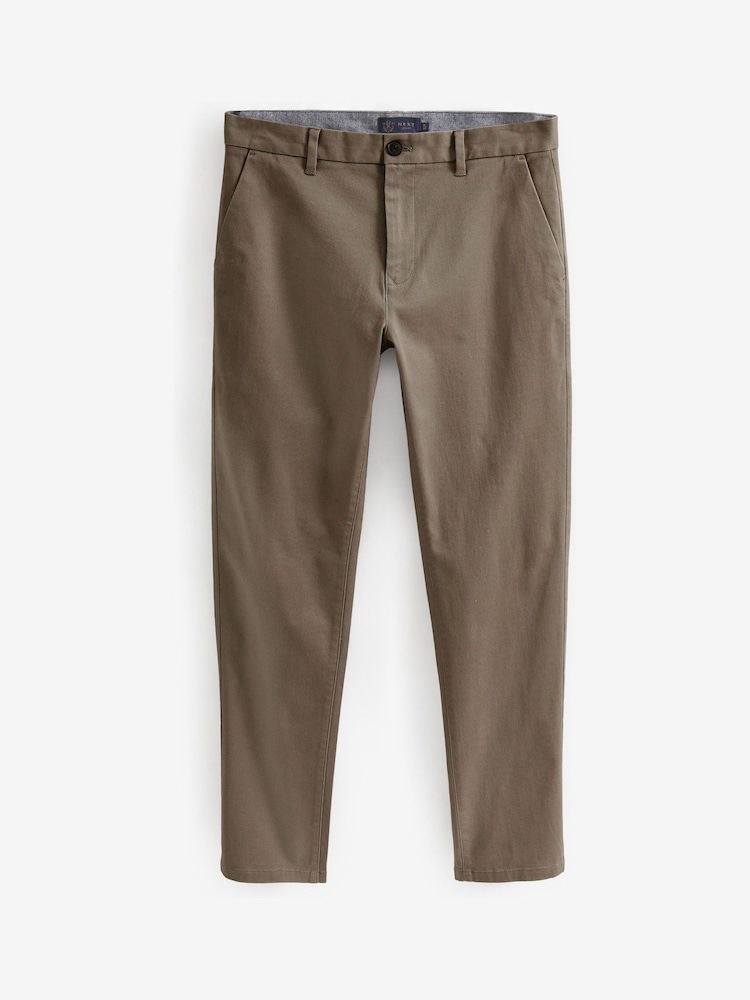 Brown Mushroom Slim Fit Stretch Chinos Trousers - Image 6 of 8