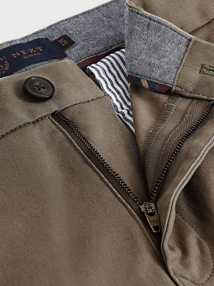 Brown Mushroom Slim Fit Stretch Chinos Trousers - Image 7 of 8