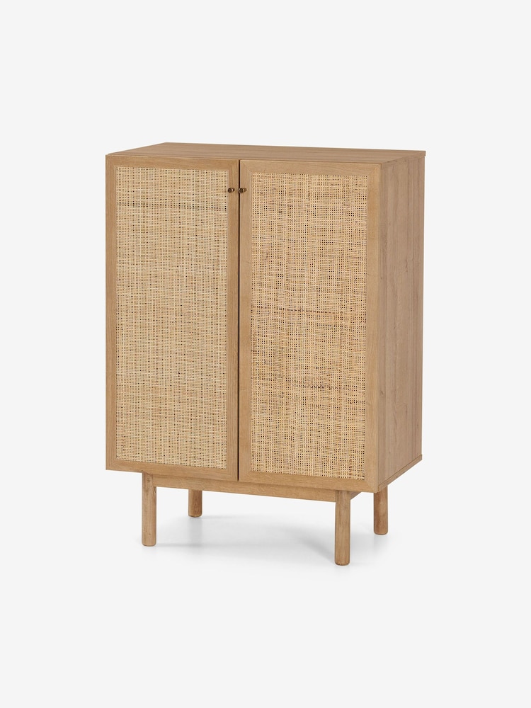 MADE.COM Oak Effect Pavia Rattan Compact Highboard - Image 1 of 3