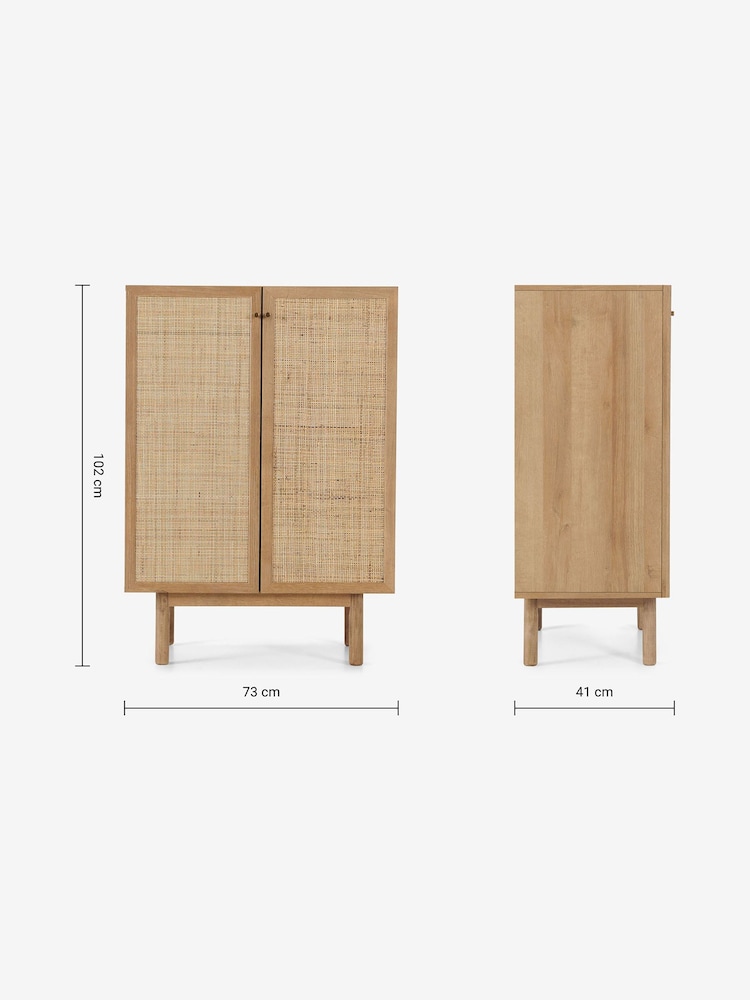 MADE.COM Oak Effect Pavia Rattan Compact Highboard - Image 3 of 3