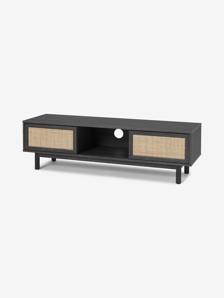 MADE.COM Black Pavia Wide Rattan TV Unit - Image 1 of 3