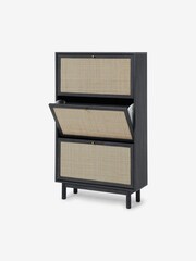 MADE.COM Black Wood Effect Pavia Natural Rattan Shoes Storage - Image 2 of 3