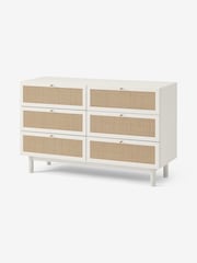 MADE.COM White Washed Oak Effect Pavia Natural Rattan Wide Chest of Drawers - Image 1 of 5