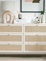MADE.COM White Washed Oak Effect Pavia Natural Rattan Wide Chest of Drawers - Image 2 of 5