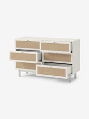 MADE.COM White Washed Oak Effect Pavia Natural Rattan Wide Chest of Drawers - Image 4 of 5