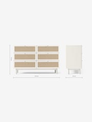 MADE.COM White Washed Oak Effect Pavia Natural Rattan Wide Chest of Drawers - Image 5 of 5