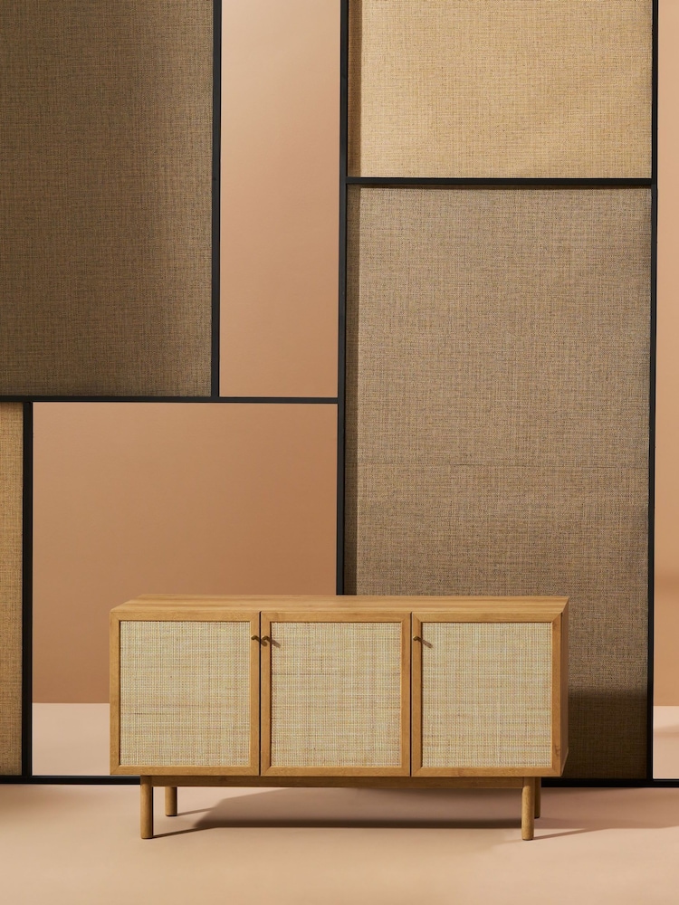 MADE.COM Oak Effect Pavia Rattan Sideboard - Image 1 of 6