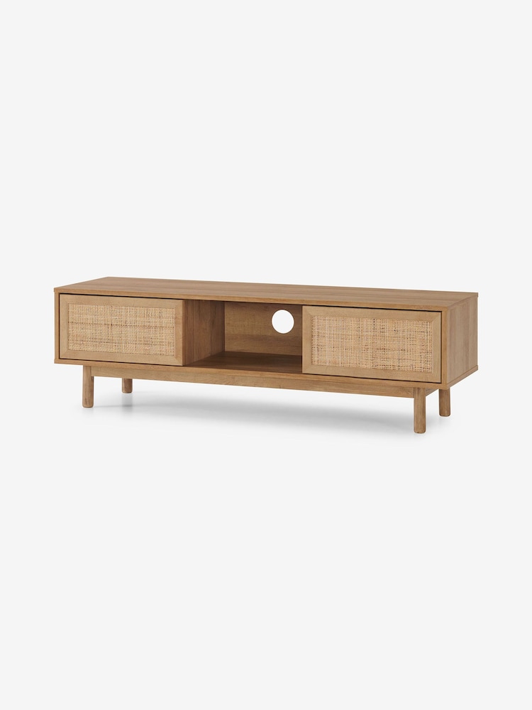 MADE.COM Natural Rattan and Oak Effect Pavia Wide Rattan TV Unit - Image 1 of 3