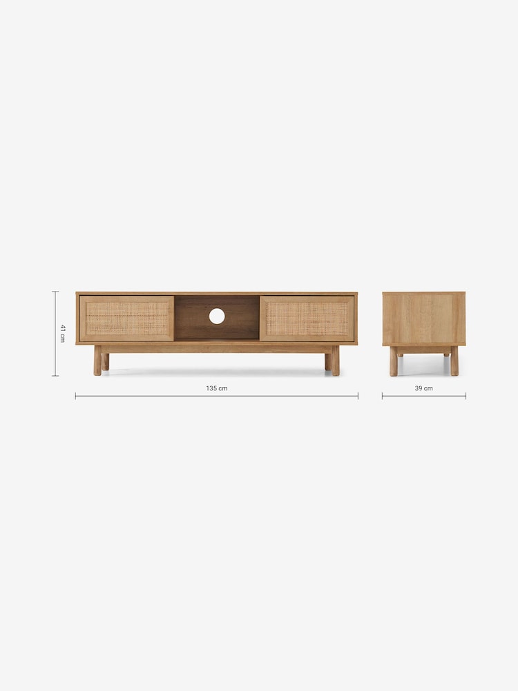 MADE.COM Natural Rattan and Oak Effect Pavia Wide Rattan TV Unit - Image 3 of 3