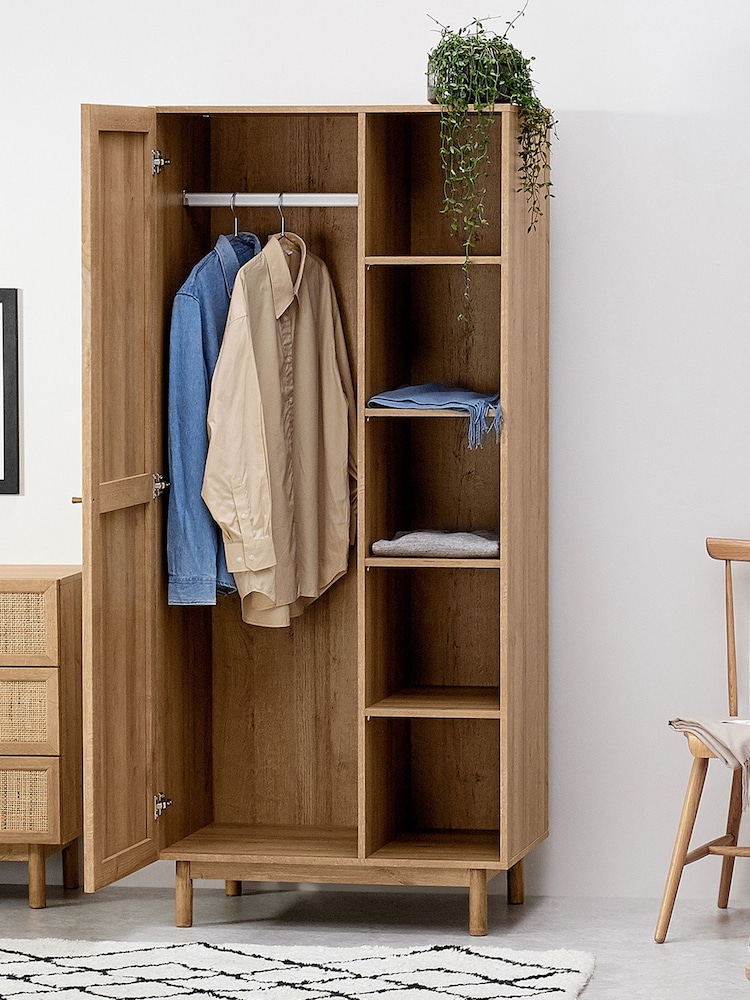 MADE.COM Oak Effect Pavia Rattan Double Wardrobe - Image 2 of 6